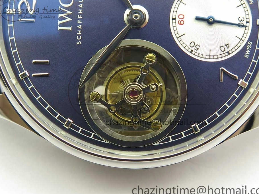 MIROTIME 0227 Seasonal Portuguese Tourbillon IW5463 SS ZF Best Edition Blue Dial on Black Leather Strap 7171